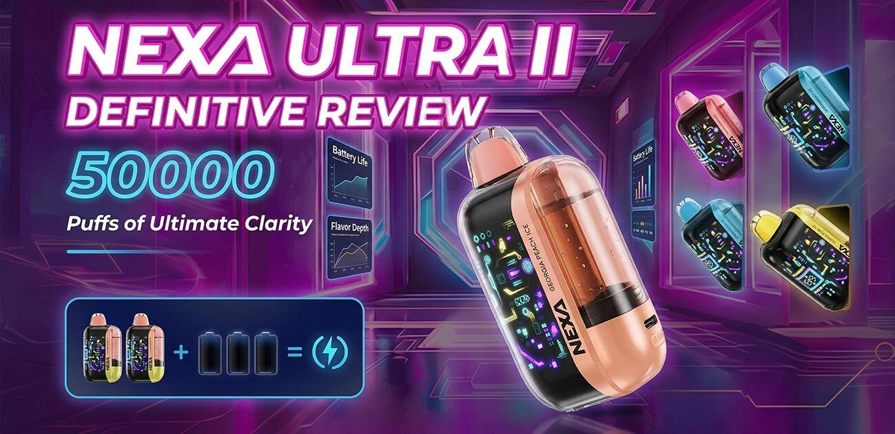 Nexa Ultra II 50K disposable vape with 50000 puffs, smart display, and high-capacity design