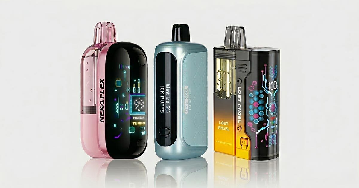 Longest lasting rechargeable disposable vapes 2026 including Nexa, Lost Angel, and high puff devices