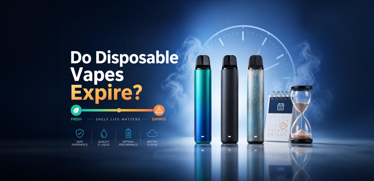 Guide about disposable vape expiration, comparing fresh and expired disposable vapes with shelf life, battery, and e-liquid quality.