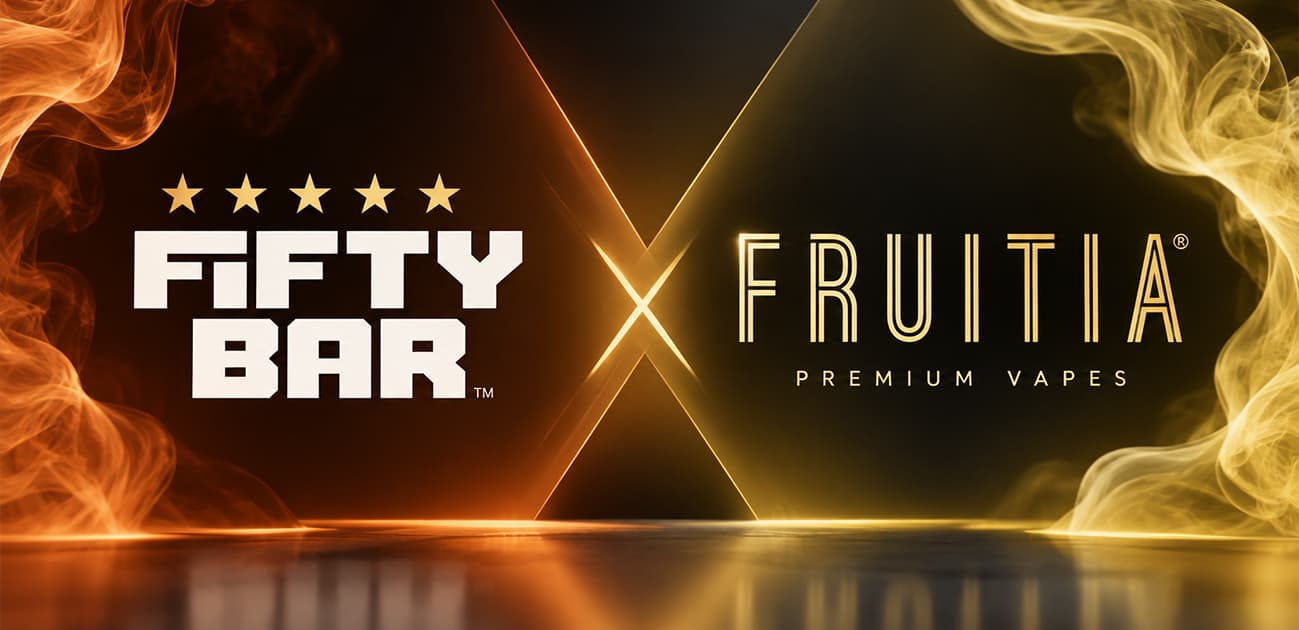 Fifty Bar X Fruitia 20K review highlighting the collaboration between Fifty Bar and Fruitia premium vapes.