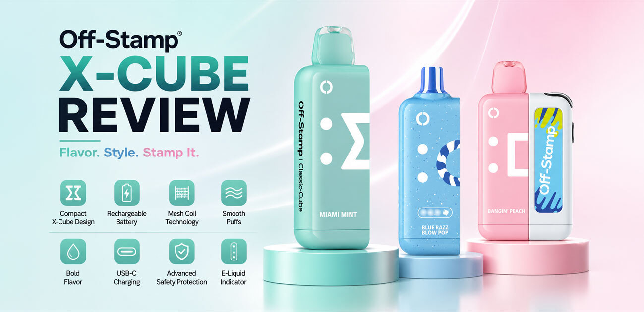 Off-Stamp X-Cube modular vape review featuring multiple flavor options and rechargeable battery system