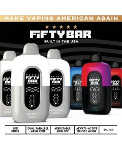 Fifty Bar X Fruitia 20K Disposable Vape with 20000 puffs rechargeable battery adjustable airflow and bold flavor performance