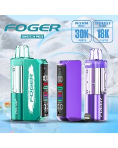 Foger Switch Pro 30K Disposable Vape Kit with 30000 puffs detachable power bank dual mesh coils and adjustable airflow