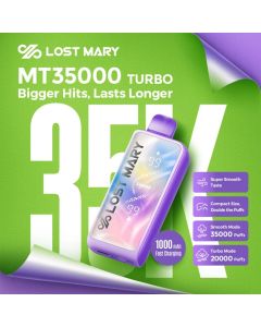 Lost Mary MT35000 Turbo 35K Disposable Vape with 35000 puffs dual smooth and turbo modes USB-C charging and smart display