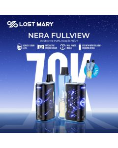Lost Mary Nera Fullview 70K Disposable Vape Kit with 70000 puffs dual pod system full view LED display and rechargeable battery