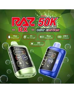 RAZ RX50K Disposable Vape Dew Edition with 50000 puffs smooth vapor performance and refreshing flavor profiles