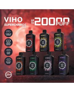 VIHO Supercharge Pro 20K Disposable Vape with 20000 puffs dual mesh coil USB-C charging and 3D battery display
