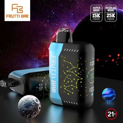 Frutti Bar FB25000 disposable vape with smart display, dual power modes, rechargeable battery, mesh coil, and up to 25000 puffs.