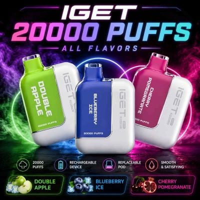 IGET Sun KP20000 Kit disposable vape featuring replaceable pod system, rechargeable battery, and up to 20000 puffs