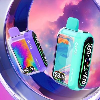 OVNS Dream 25K disposable vape devices in Rainbow Rain and Glacier Freeze flavors with dual screen display, adjustable airflow, 25,000 puffs, dual mesh coil design