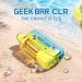 Geek Bar CLR 50K disposable vape Pineapple Slush with visible e-liquid tank, beach background