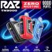 RAZ TN9000 Zero Nicotine Disposable Vape 9000 Puffs with display and rechargeable design