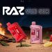 RAZ VUE 50K disposable vape kit with visible e-liquid window, dual modes, and desert scene