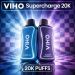 VIHO Supercharge 20K disposable vape with dual mesh coils, rechargeable battery, digital battery and e-liquid indicators, and up to 20000 puffs.