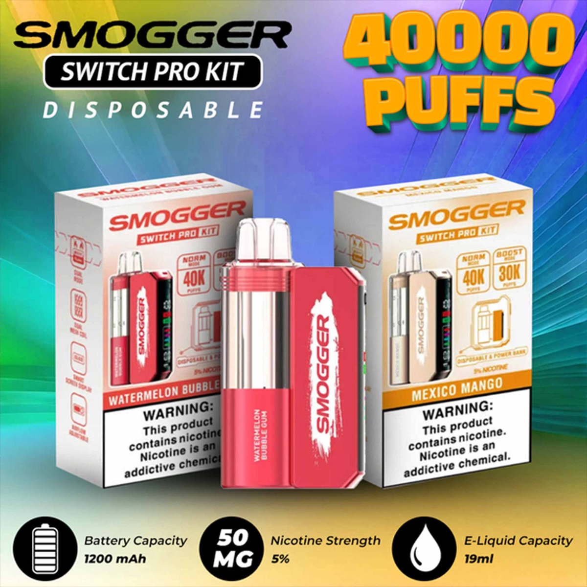 smogger vape pods Smogger Switch Pro 40K Disposable Vape Pods main image 1