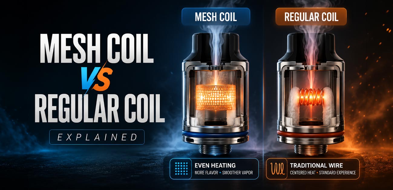 Mesh coil versus regular coil explained with side-by-side comparison of vape coil technology and heating performance