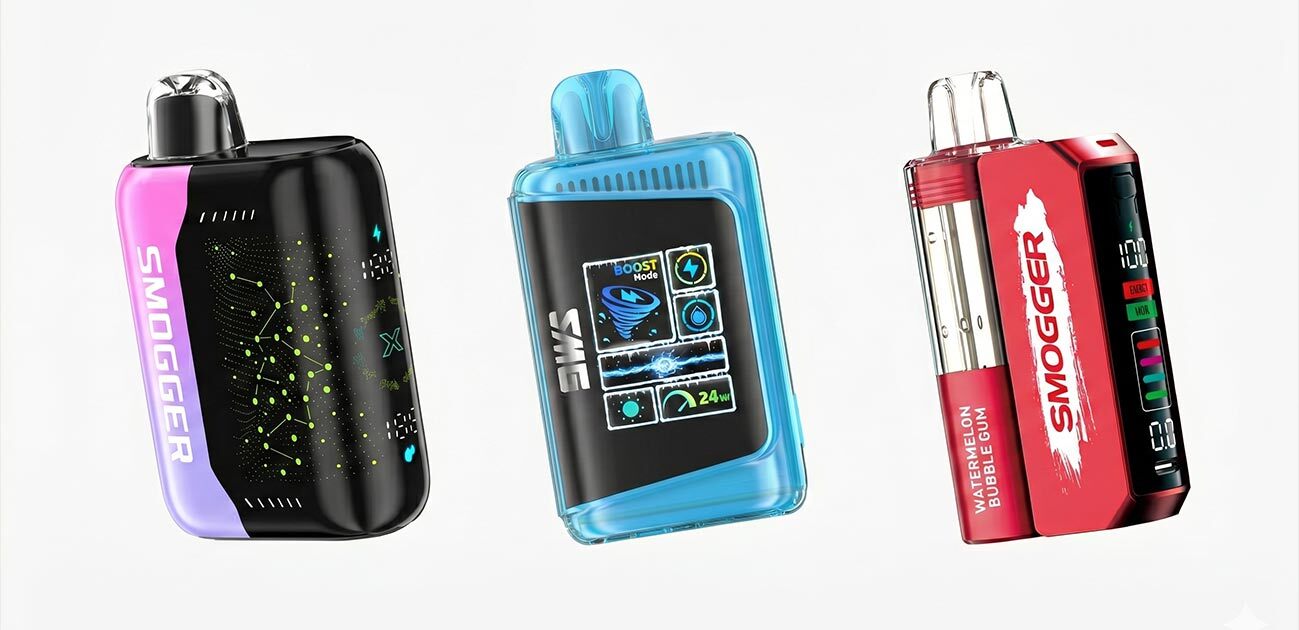 Smogger Switch Pro vs GB50000 vs SG50000 vape comparison highlighting design differences, displays, and performance features