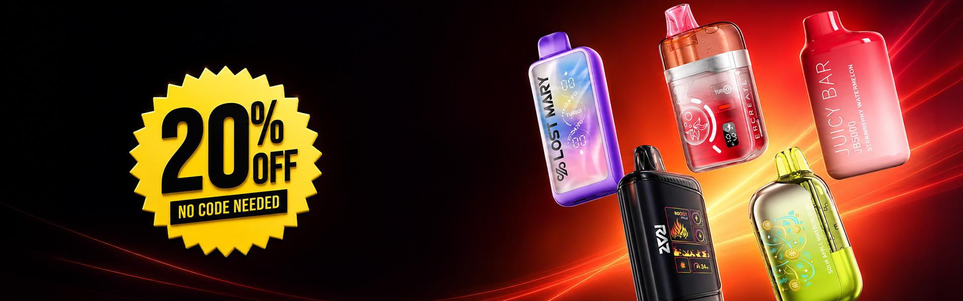 iVape Weekend Sale – 20% off all disposable vapes store-wide, no code needed